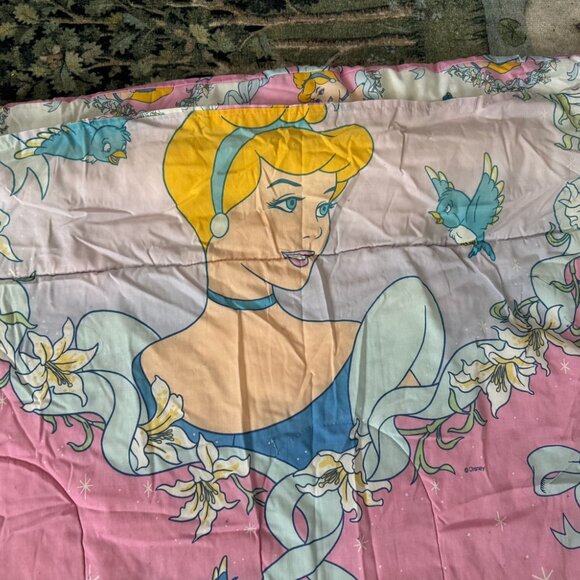 HTF Vintage Disney Pink Cinderella Reversible Twin Comforter - Picture 8 of 9